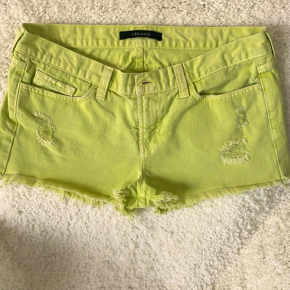J BRAND Cut Off Shorts Lime Sherb 29